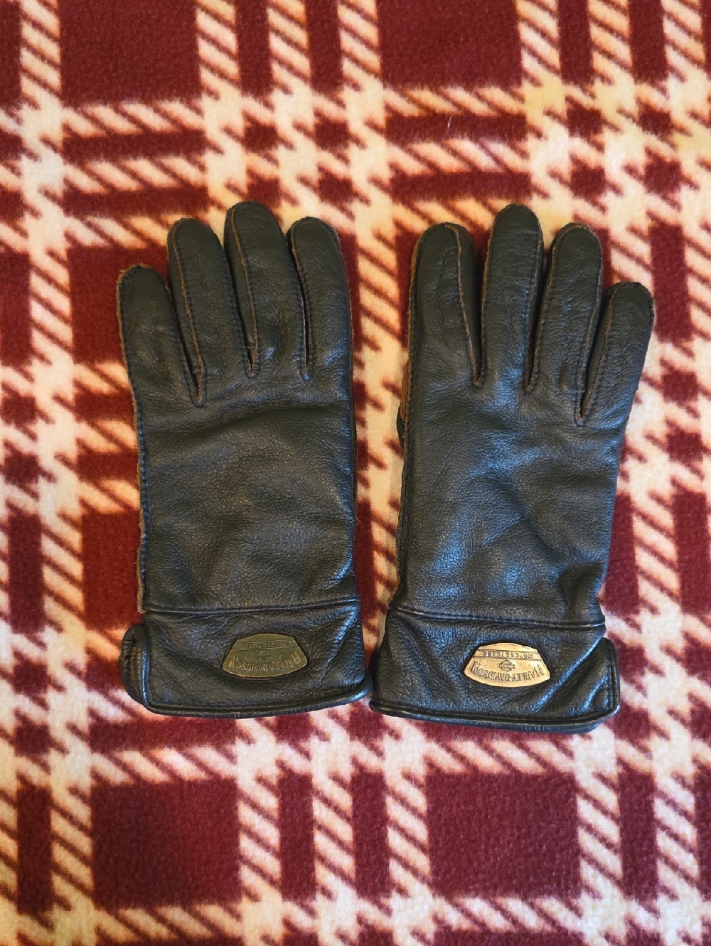 Harley-Davidson Women Medium Black Lined Leather Riding Gloves.